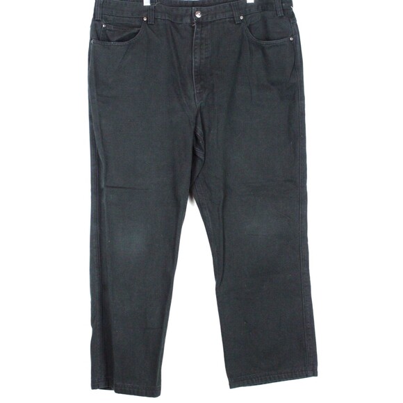 Duluth Trading Company Black Denim Boot Cut Jeans Men's Size 44x30 - Picture 2 of 11